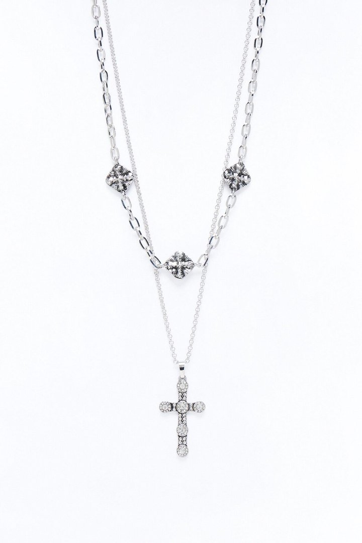 Faith And Blessed Necklace Set - Silver