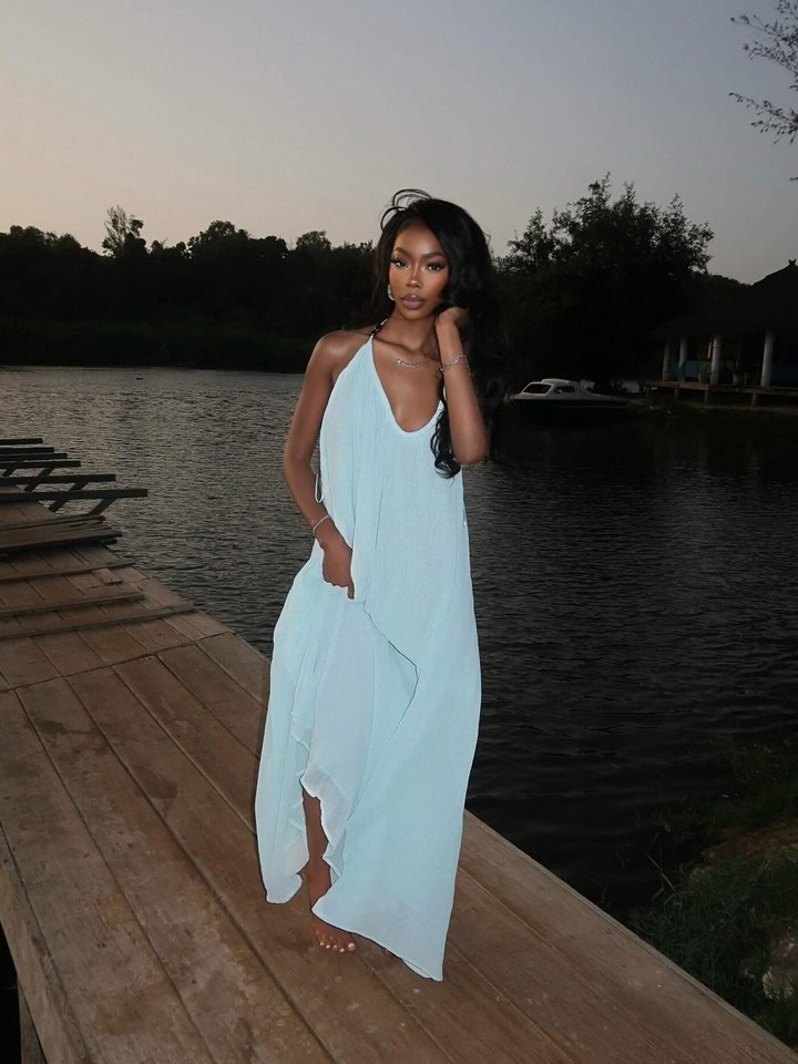 Tori Textured Maxi Dress - Blue