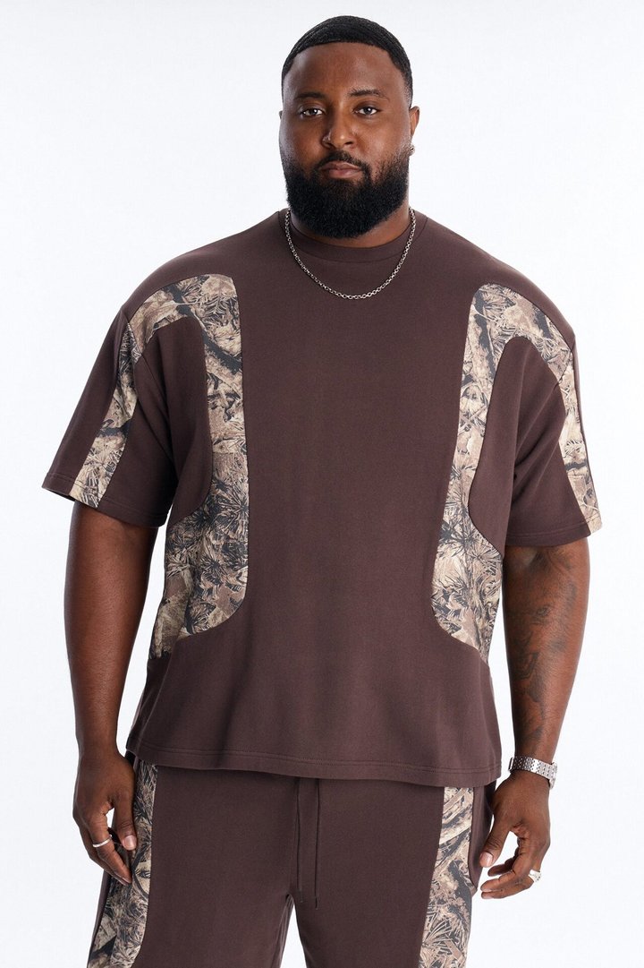 Camo Paneled Fleece Tee - Camouflage