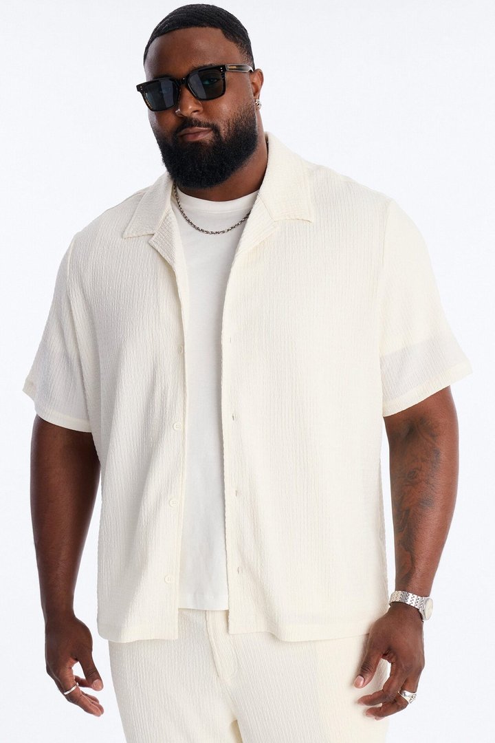 Burton Cuban Collar Button Up Shirt - Off White