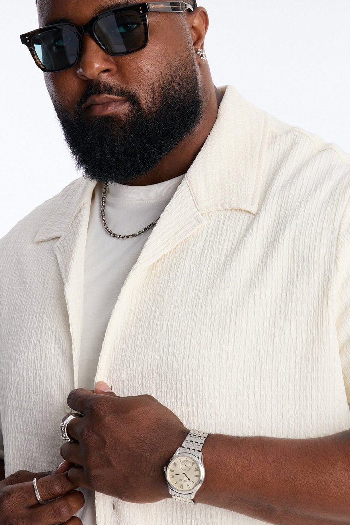 Burton Cuban Collar Button Up Shirt - Off White