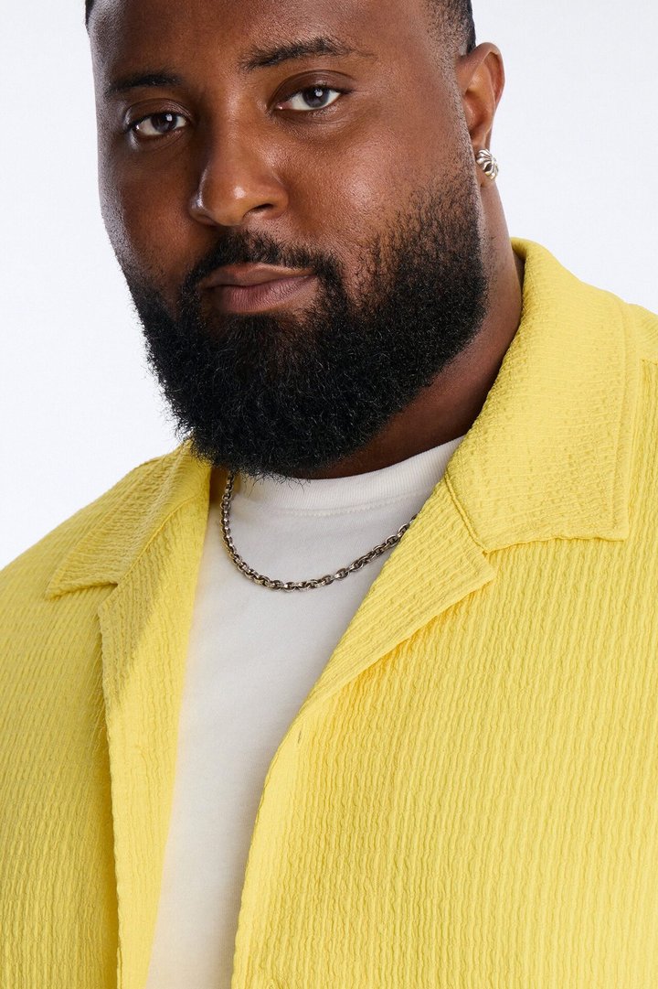 Burton Cuban Collar Button Up Shirt - Yellow