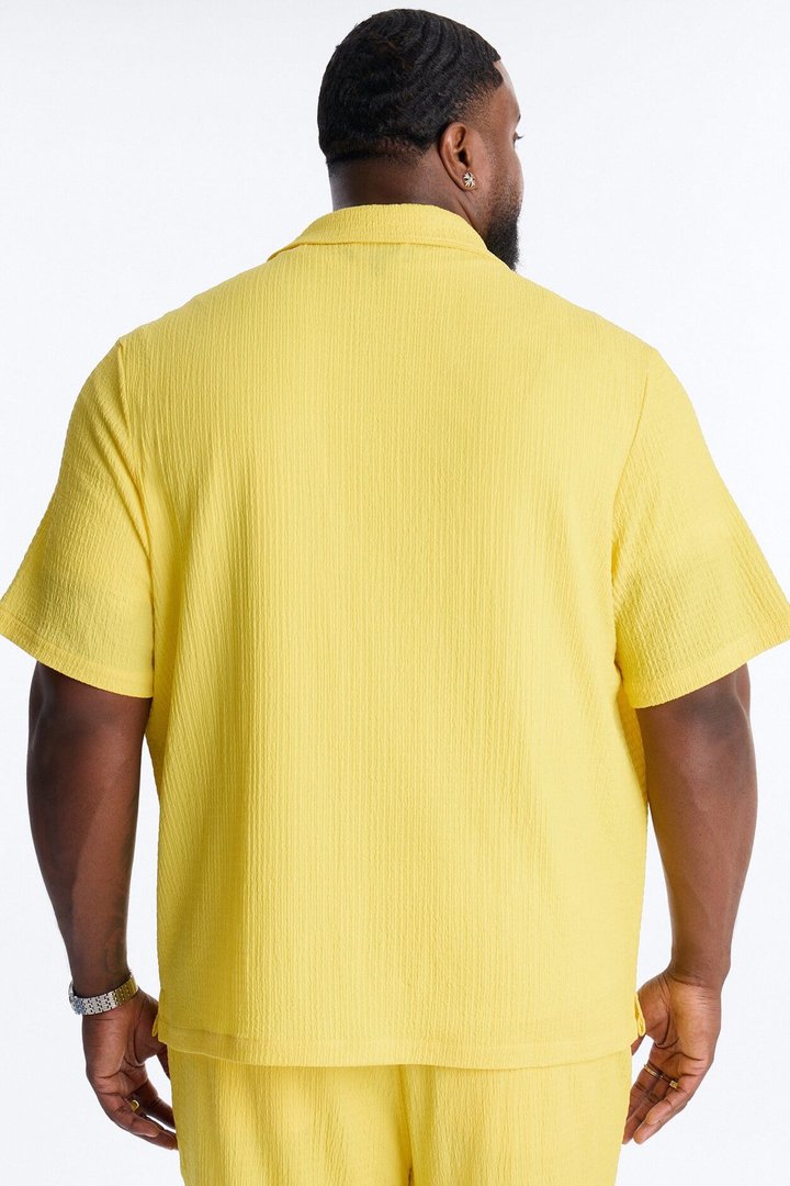 Burton Cuban Collar Button Up Shirt - Yellow