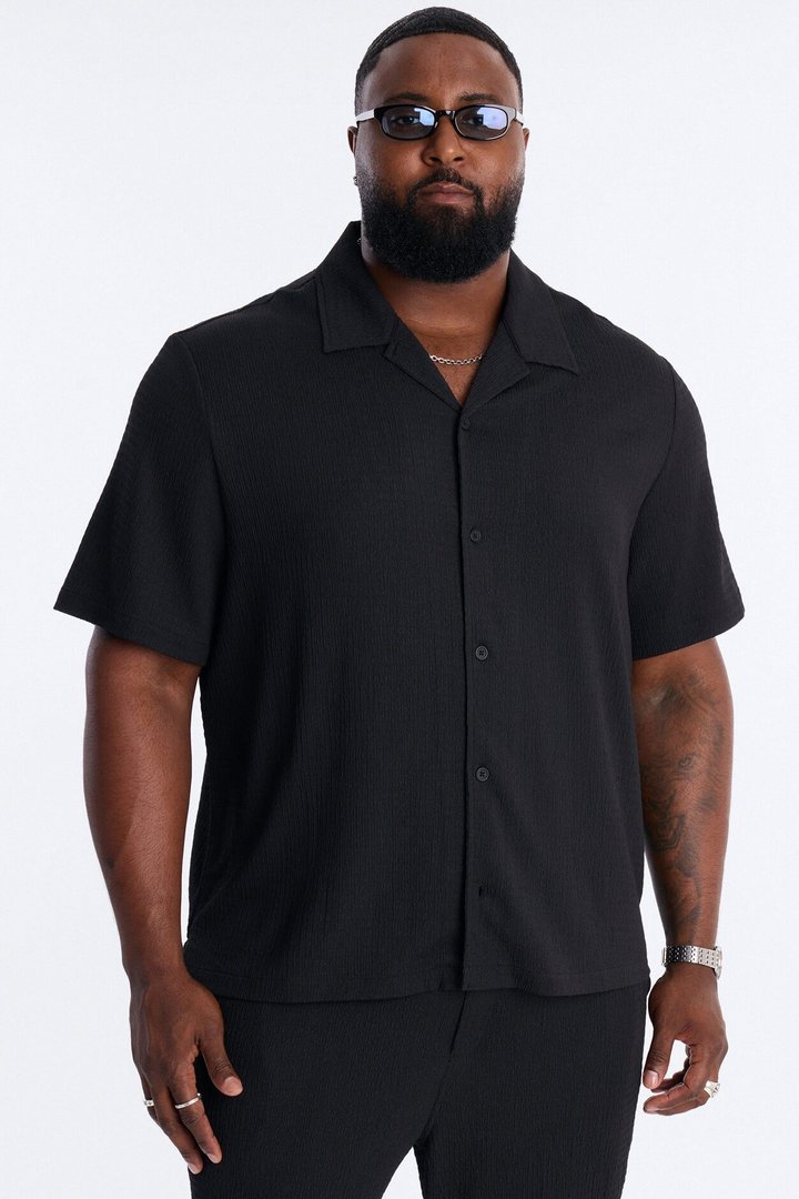 Burton Cuban Collar Button Up Shirt - Black
