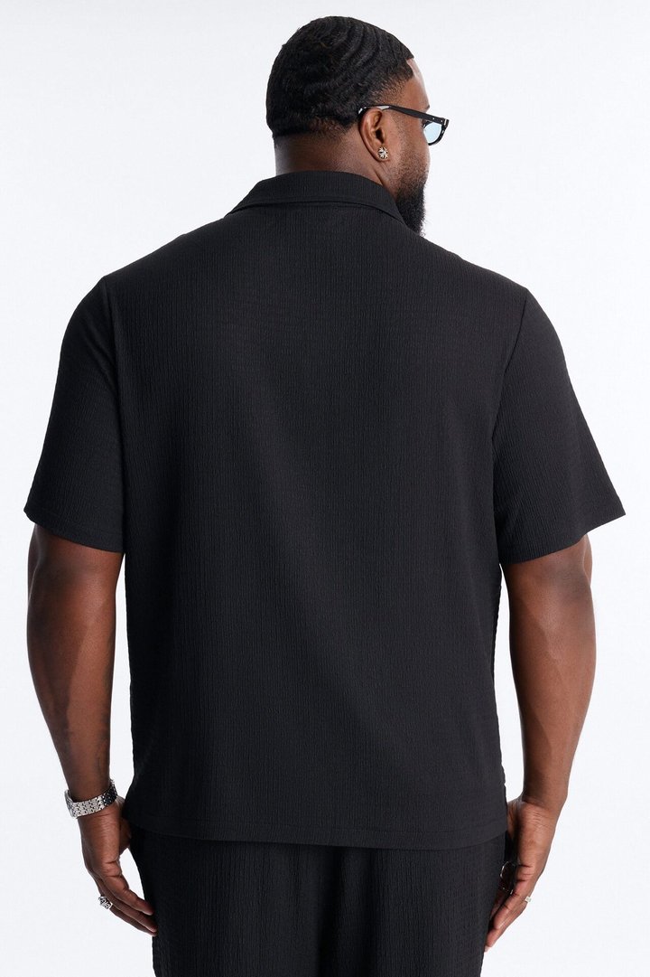 Burton Cuban Collar Button Up Shirt - Black