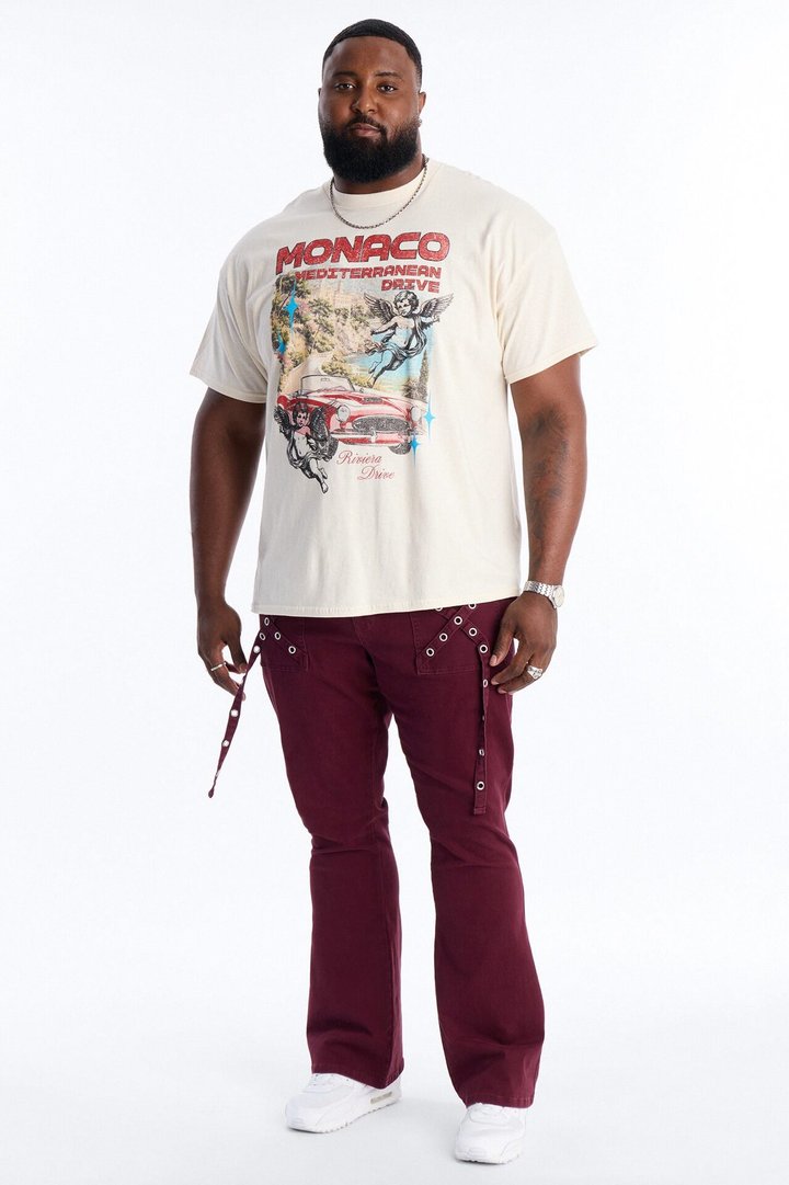 Stacked Slim Flare Retro Groove Pant - Burgundy
