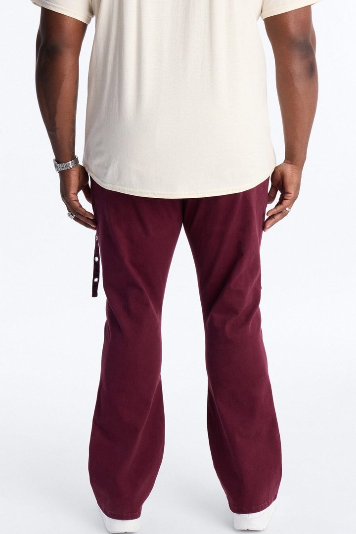 Stacked Slim Flare Retro Groove Pant - Burgundy