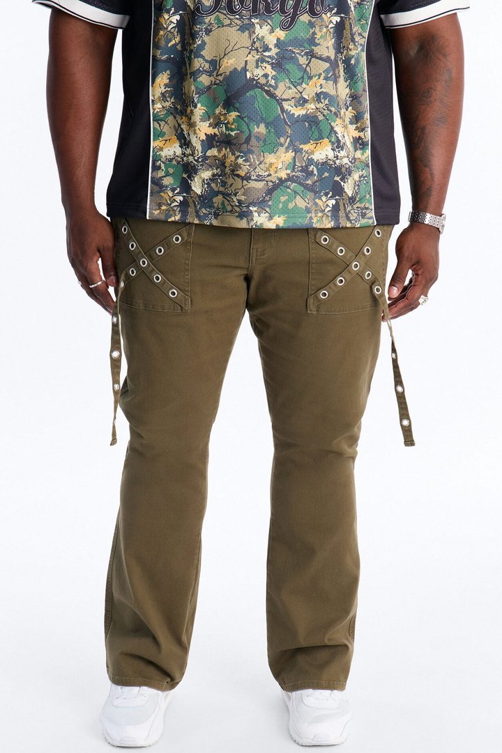 Stacked Slim Flare Retro Groove Pant - Olive