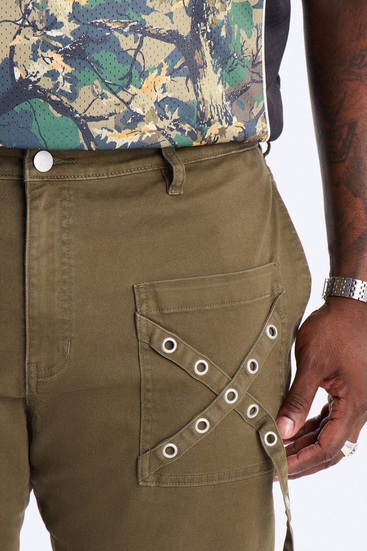 Stacked Slim Flare Retro Groove Pant - Olive