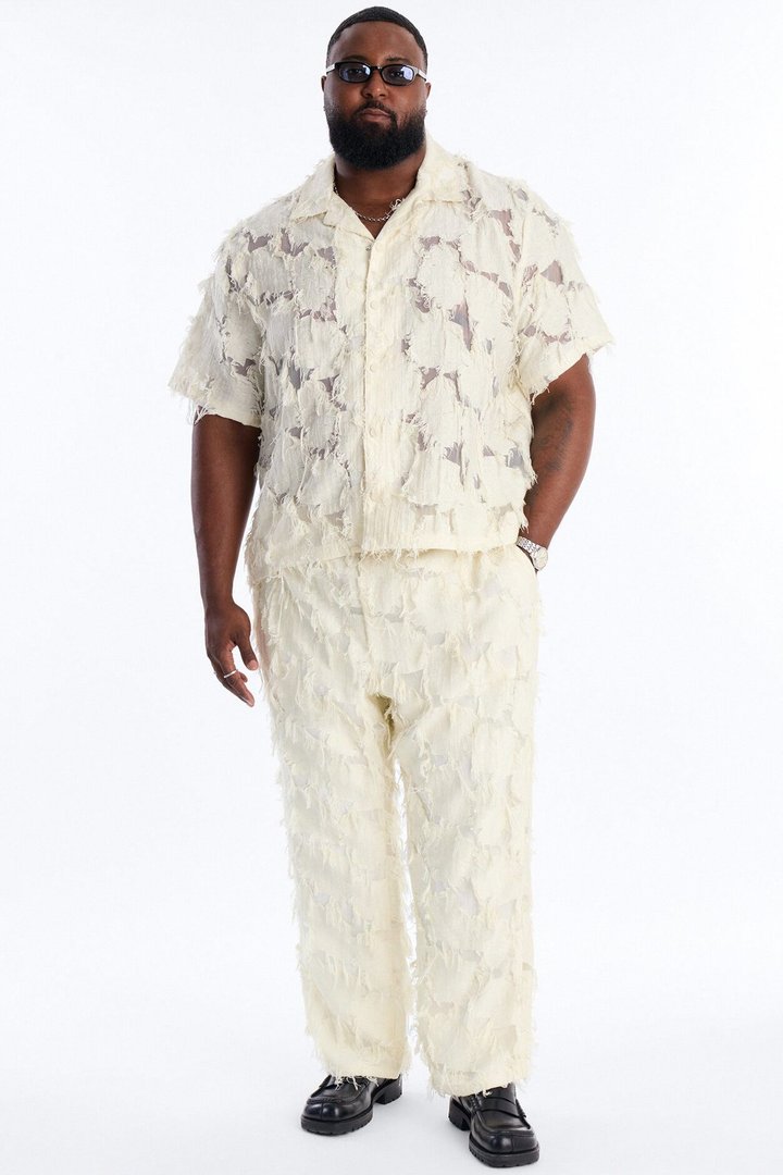 Relaxed Desert Oracle Cuban Collar Button Up Shirt - Cream