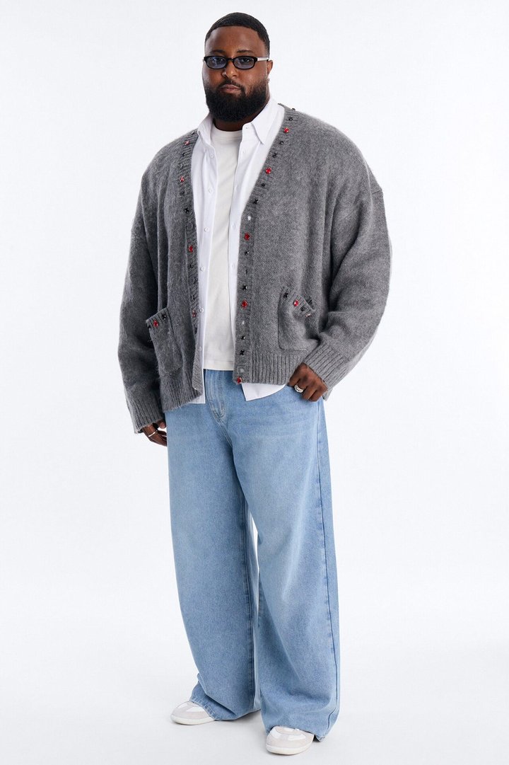 Bejeweled Reverie Cardigan - Grey