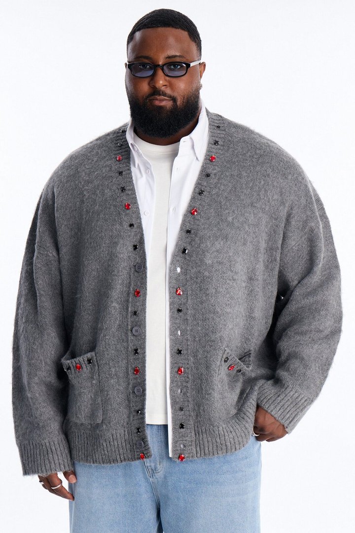 Bejeweled Reverie Cardigan - Grey