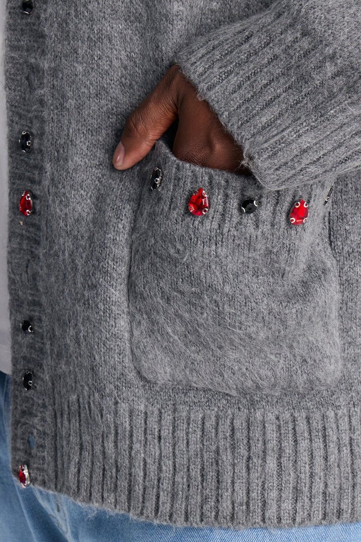 Bejeweled Reverie Cardigan - Grey