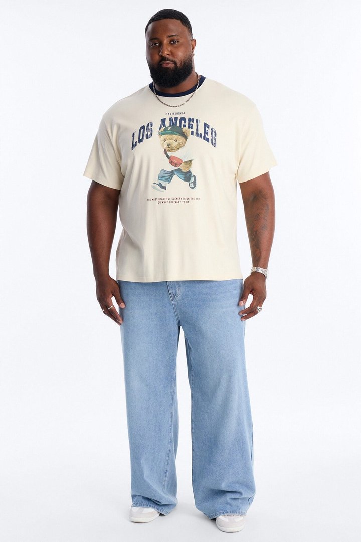 Los Angeles Bear Short Sleeve Ringer Tee - White