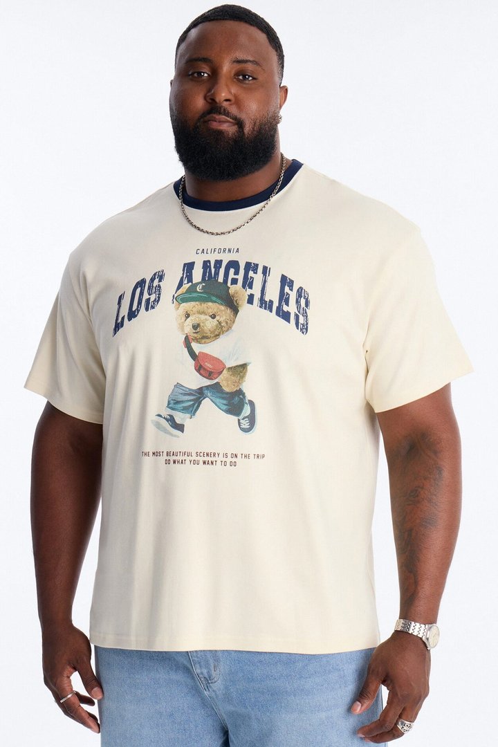 Los Angeles Bear Short Sleeve Ringer Tee - White