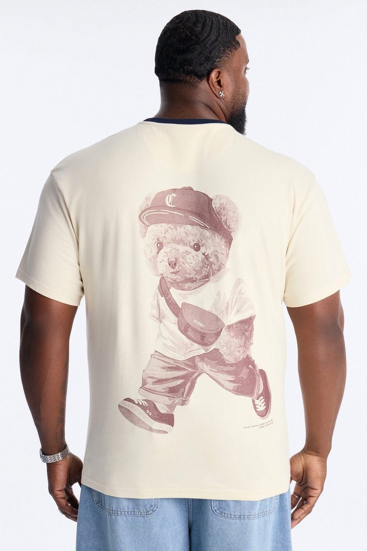 Los Angeles Bear Short Sleeve Ringer Tee - White
