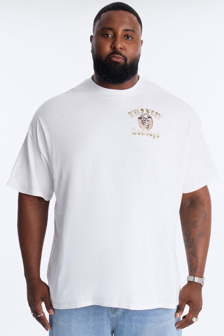 Wild West Cowboys Oversized Short Sleeve Tee - White
