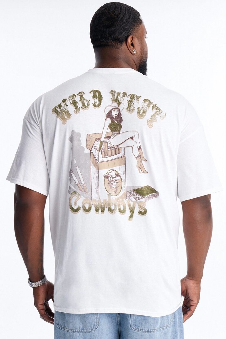 Wild West Cowboys Oversized Short Sleeve Tee - White