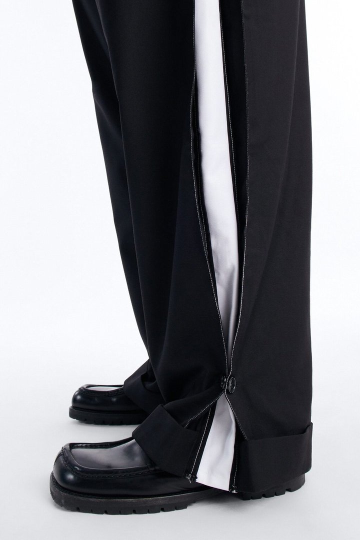 Wide Leg New Age Cuffed Tuxedo Trouser - Black