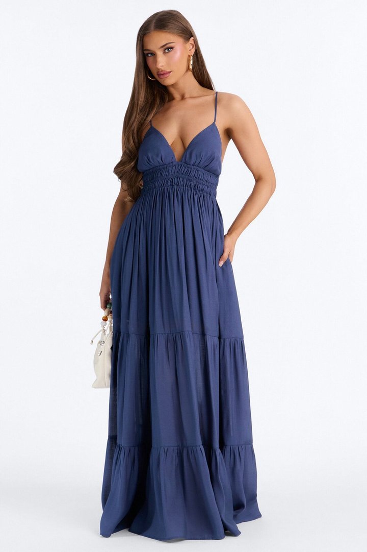 Daily Vibe Backless Maxi Dress - Denim