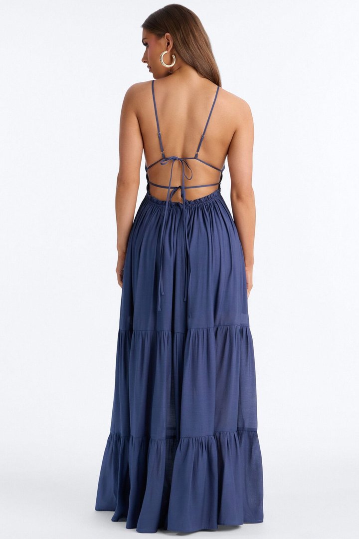 Daily Vibe Backless Maxi Dress - Denim