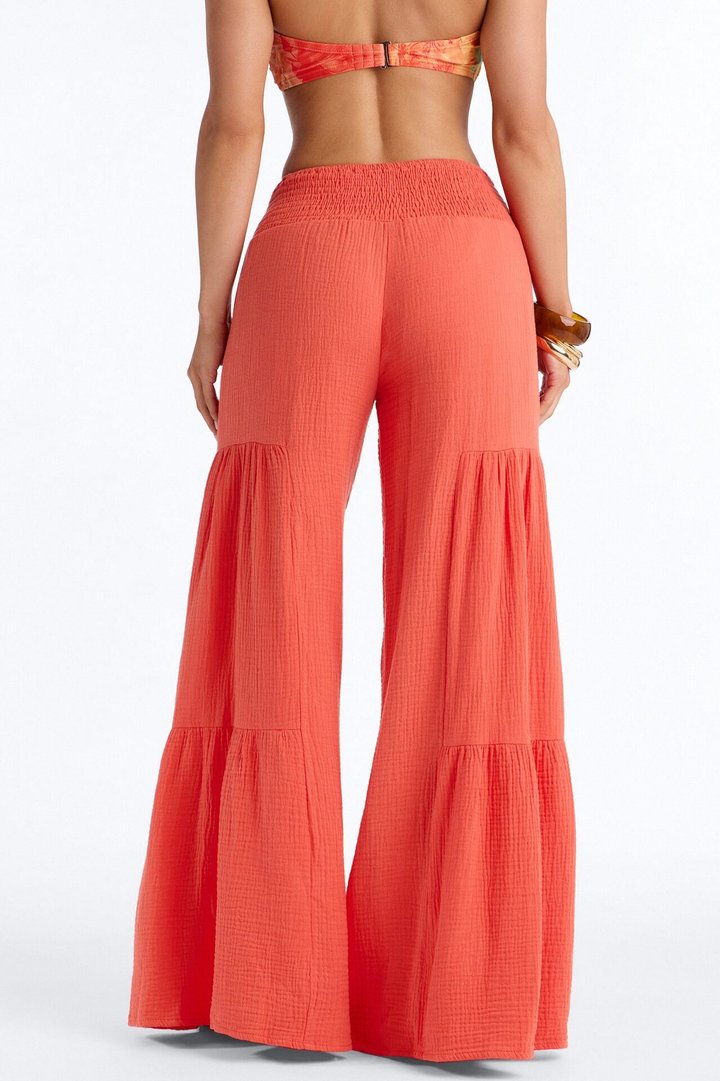 Breezy Bay Wide Leg Gauze Pant - Orange
