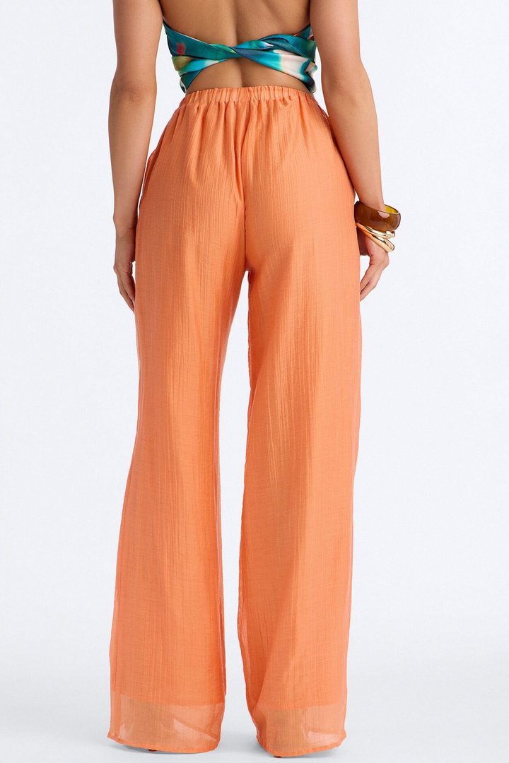 Vacay Babe Textured Wide Leg Pant - Orange
