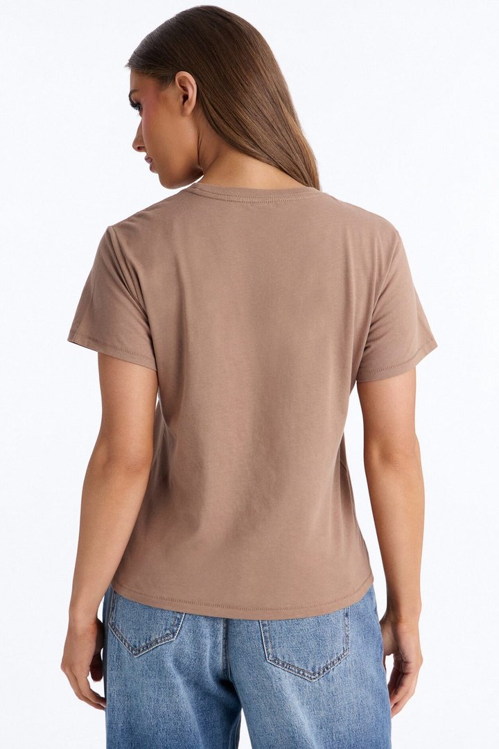 Simple And Modern Cropped Tee - Taupe