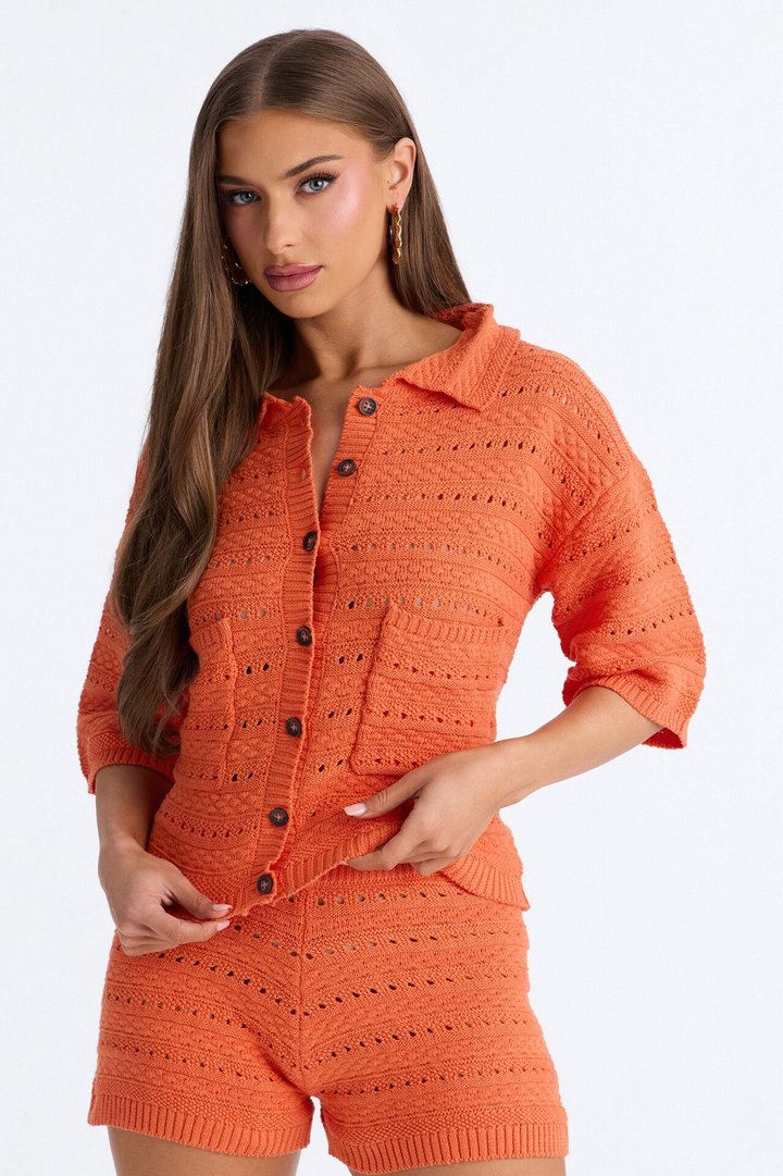 Free Spirit Crochet Short Set - Orange
