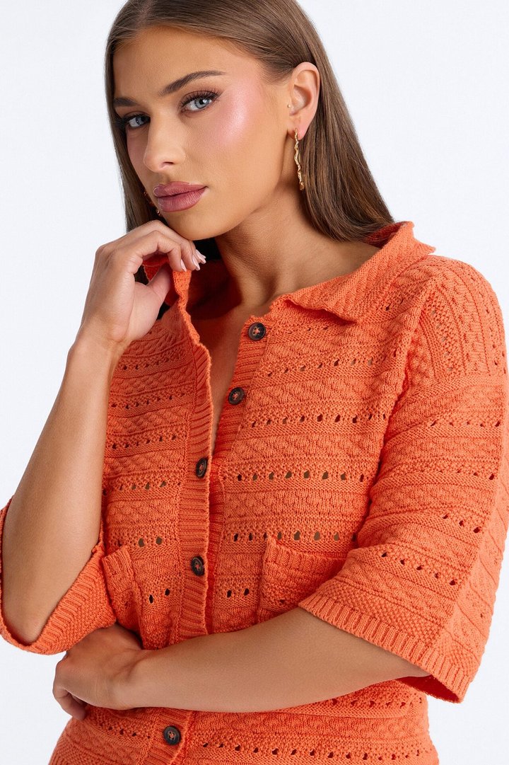 Free Spirit Crochet Short Set - Orange