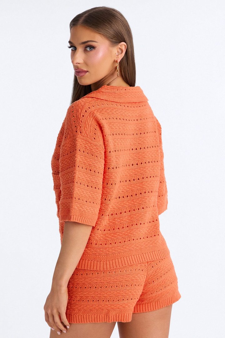 Free Spirit Crochet Short Set - Orange