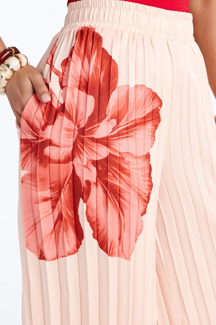 Let's Go Babe Satin Printed Wide Leg Pant - Pink/combo