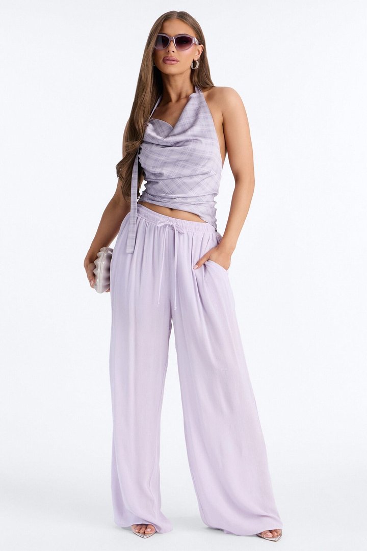 In Cannes For The Summer Wide Leg Gauze Pant - Lavender
