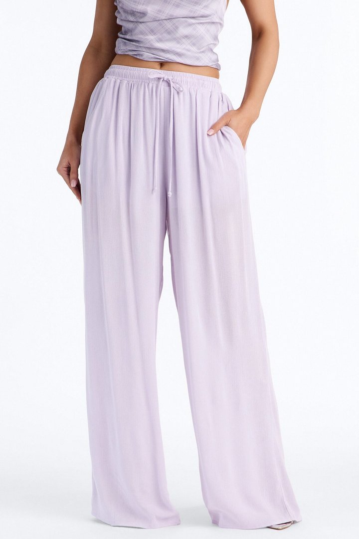 In Cannes For The Summer Wide Leg Gauze Pant - Lavender