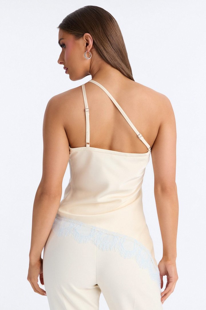 Summer's Little Secret Lace Trim Satin Top - Butter Yellow