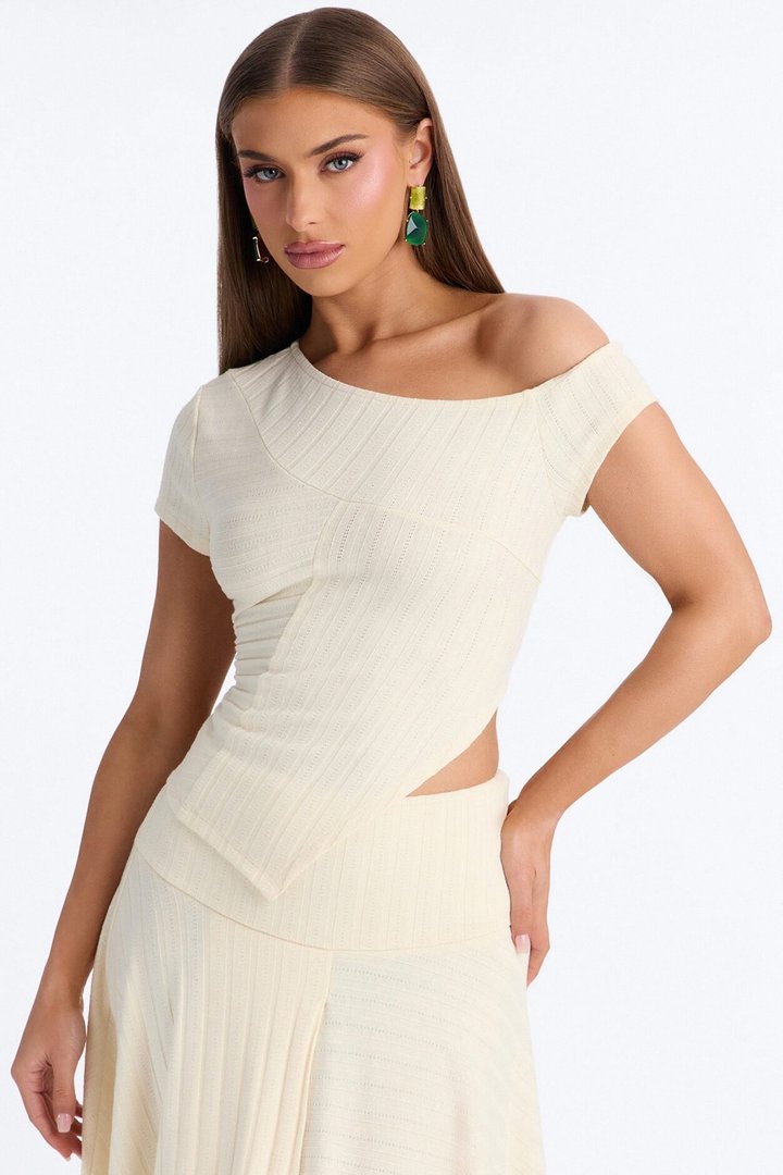 Reese Asymmetrical Skirt Set - Cream