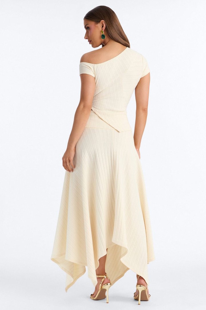 Reese Asymmetrical Skirt Set - Cream