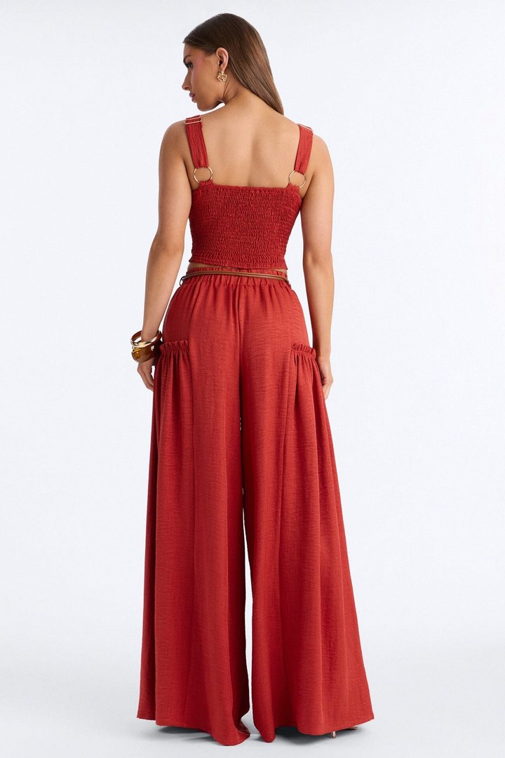 Stacy Belted Pant Set - Rust