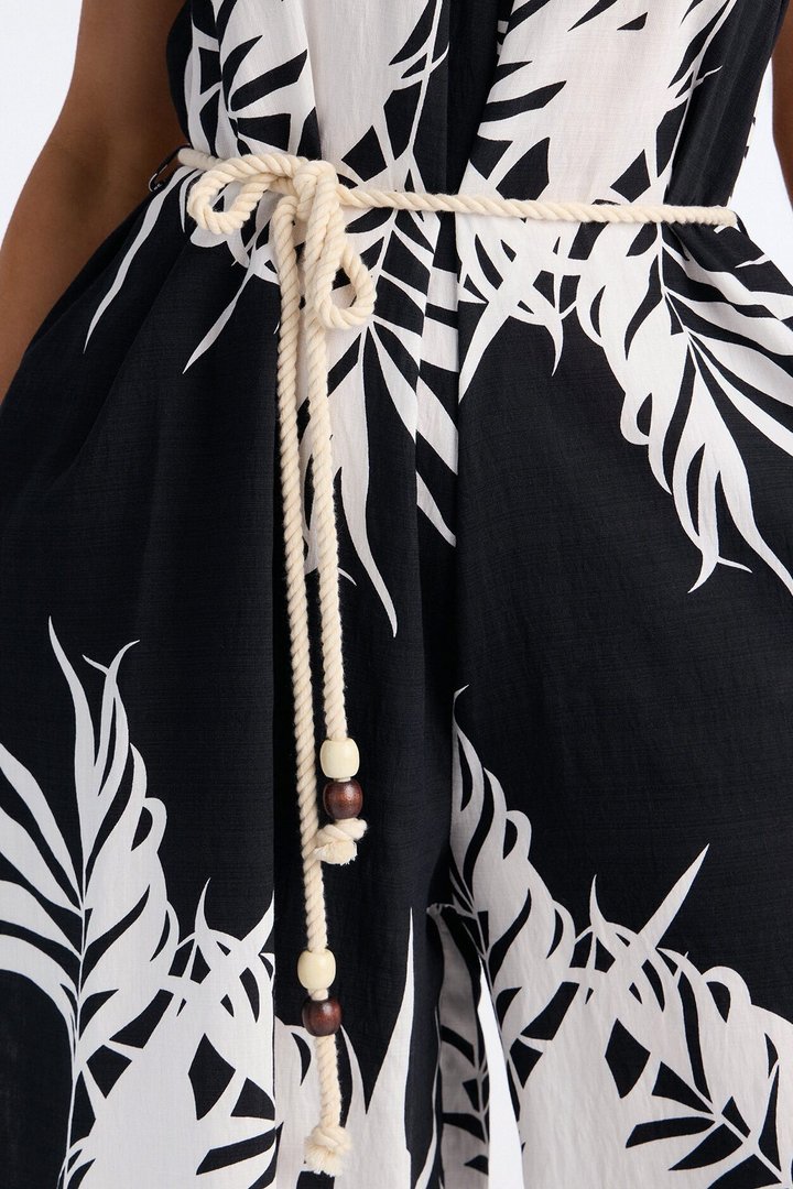 Island Hours Beaded Jumpsuit - Black