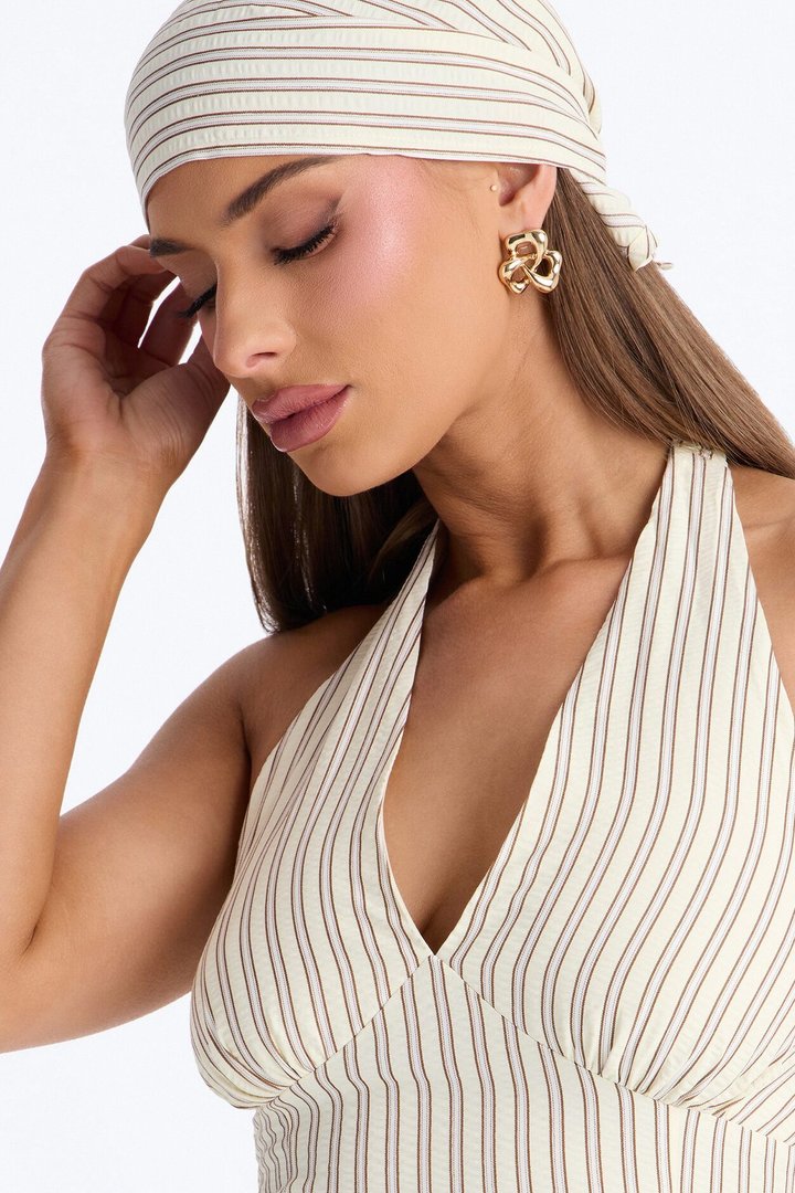 Donna Pinstripe 3 Piece Pant Set - Yellow/combo