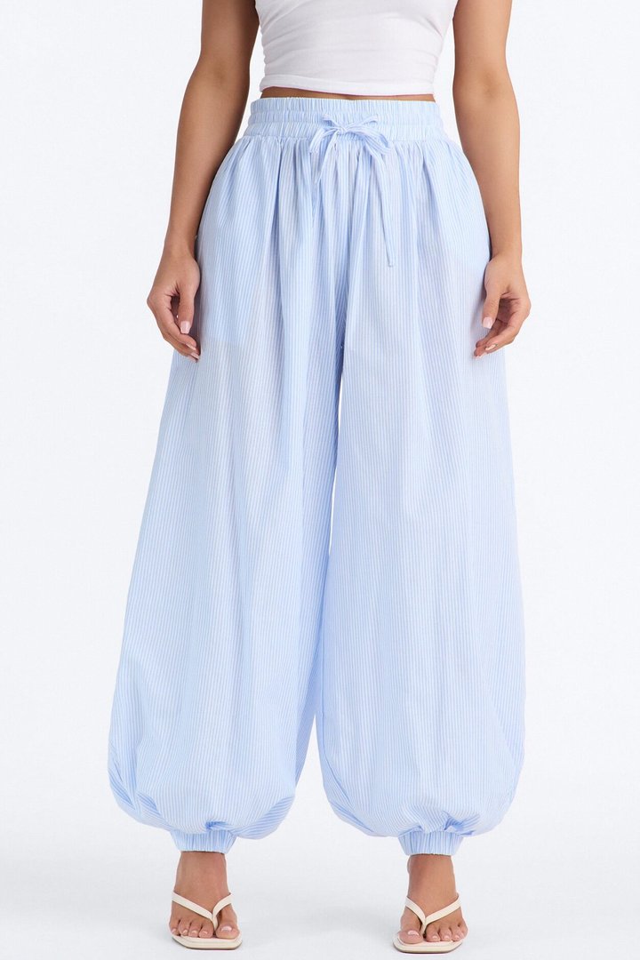 Easy Breezy Pinstripe Balloon Jogger - Blue