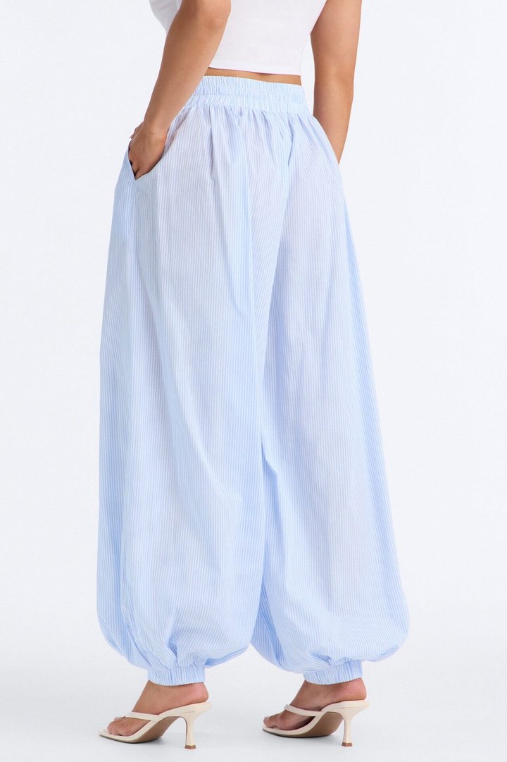 Easy Breezy Pinstripe Balloon Jogger - Blue