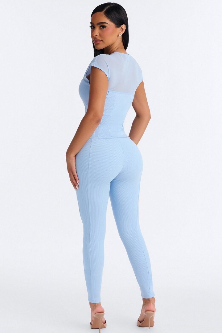 Scarlett Snatched Pant Set - Light Blue