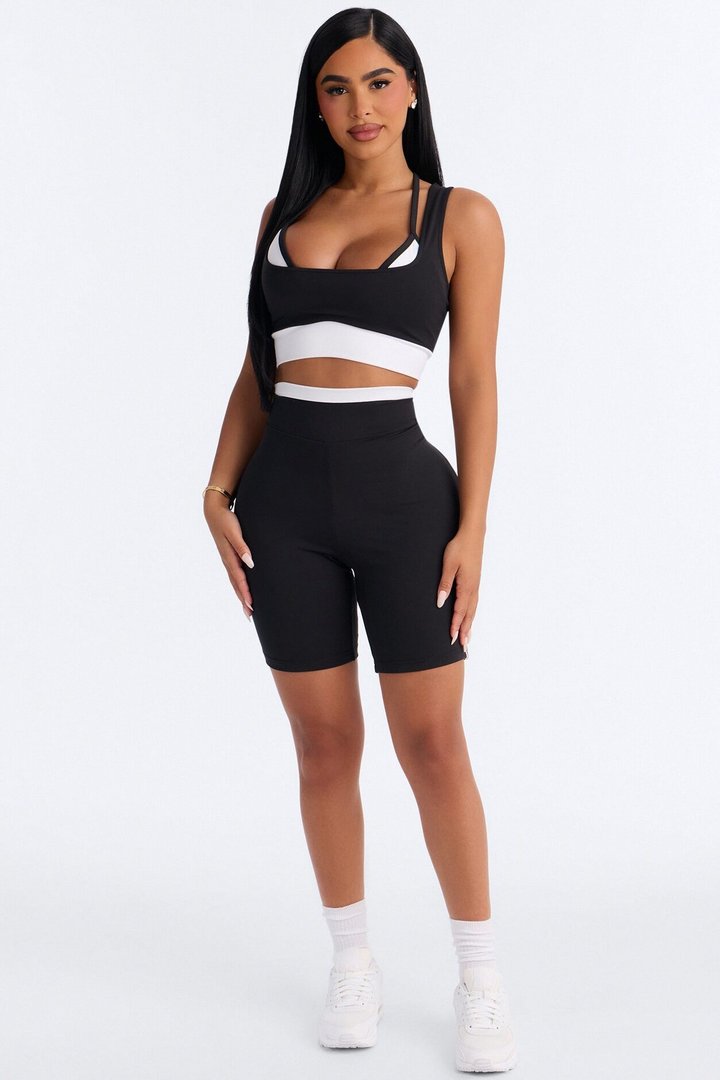 Tori Biker Short Set - Black/White