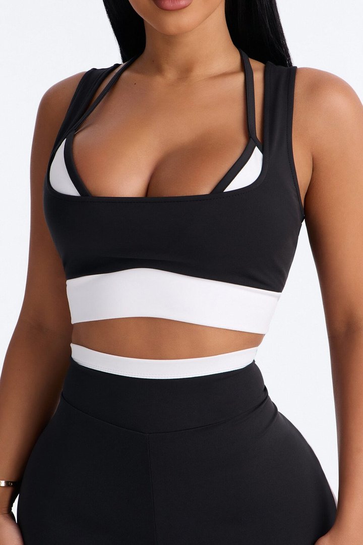Tori Biker Short Set - Black/White