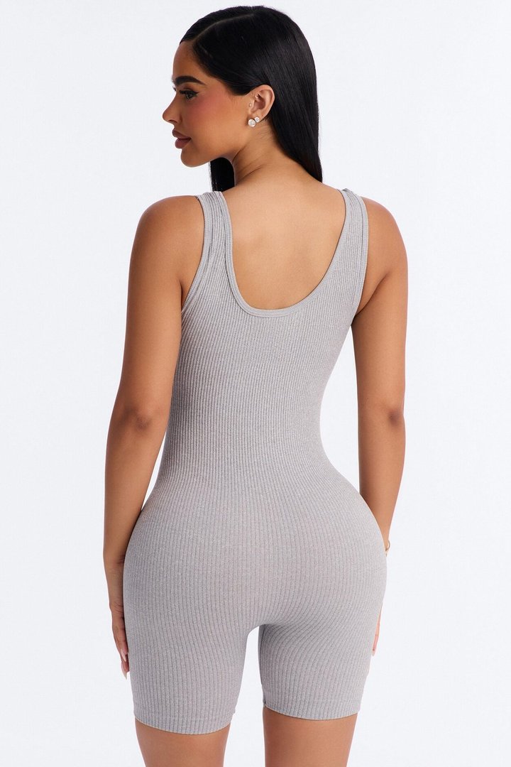 Serena Seamless Biker Short Romper - Grey