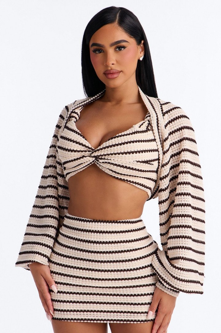 California Coast Crochet Skirt Set - Chocolate/Combo