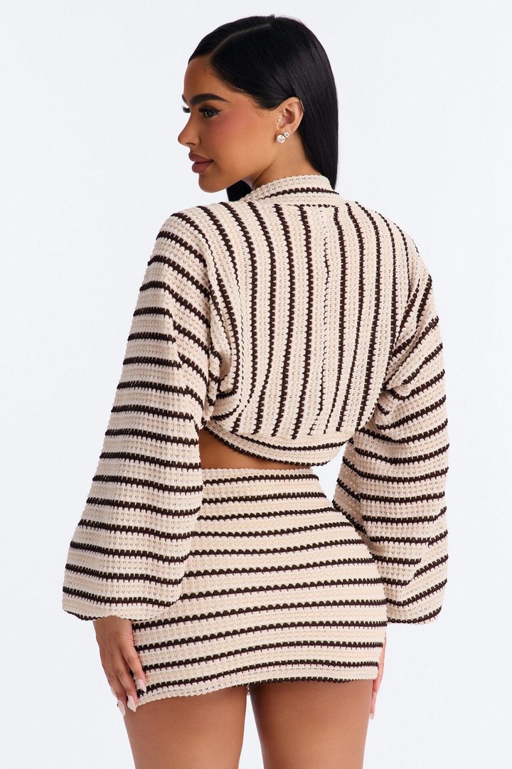 California Coast Crochet Skirt Set - Chocolate/Combo