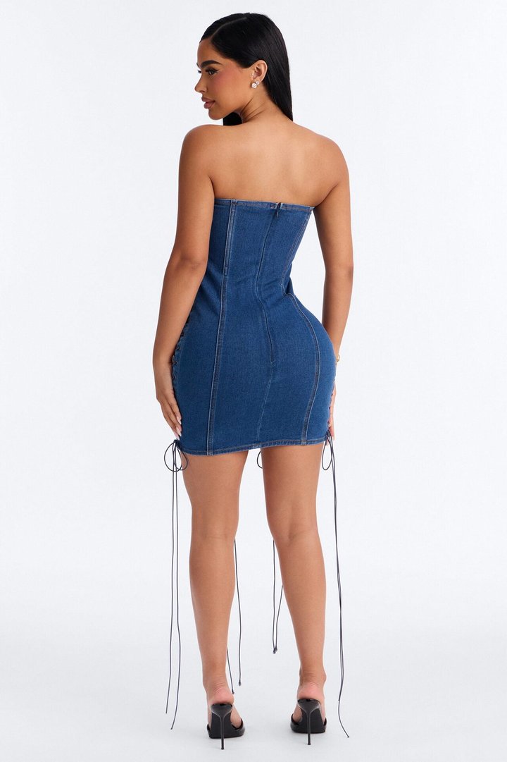 Free Spirit Denim Mini Dress - Medium Wash