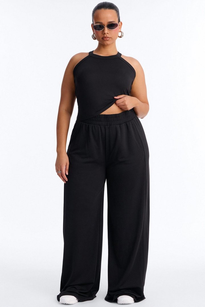 Never Too Late Pant Set - Black